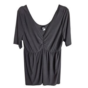 Torrid Top Babydoll Top V Neck Top Women 1X Black Short Sleeve Top Casual Top